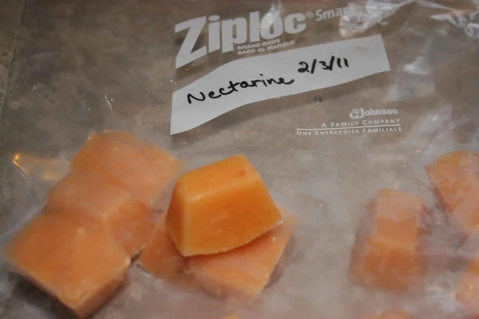 Frozen labeled baby food