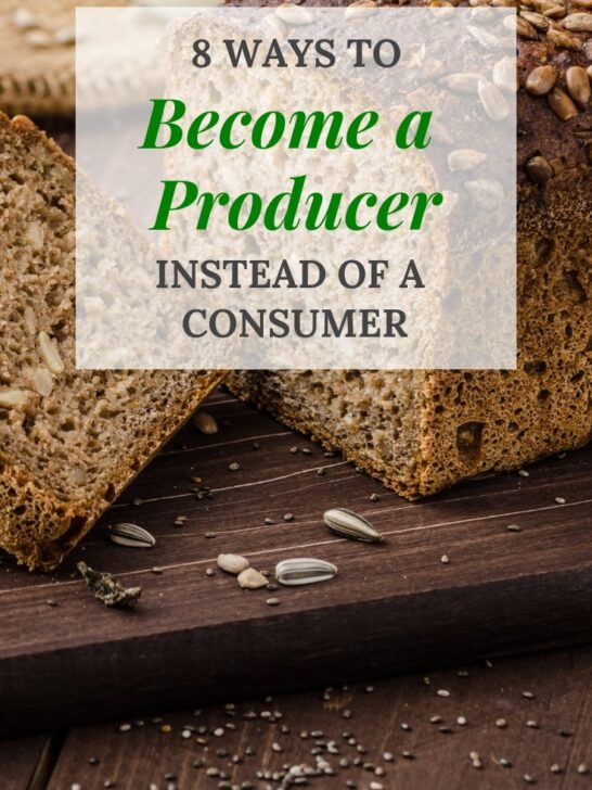 Self sufficient living begins with learning to consume less and produce more. Take a look at 8 ways you can start to become a producer instead of a consumer. #selfsufficiency #selfsufficientliving #homesteading
