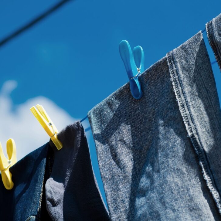 clothes on a clothesline - homemade laundry powder without borax